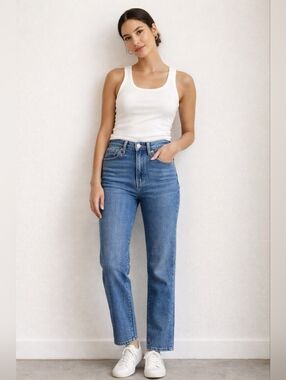 MADEWELL Stovepipe Jeans Womens Size 26 Blue High Rise Straight Clean Girl